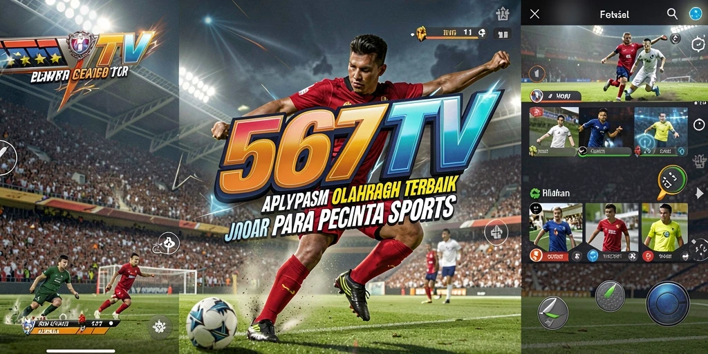 Screenshot utama 567TV menunjukkan tampilan layar menonton pertandingan olahraga.