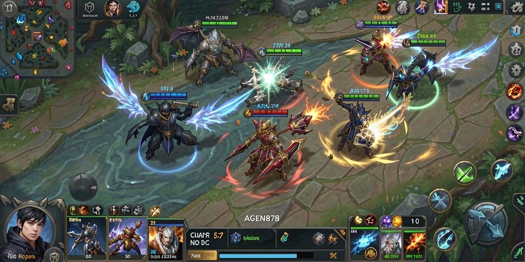 Screenshot gameplay AGEN878 menampilkan aksi pertempuran strategis yang mendebarkan.