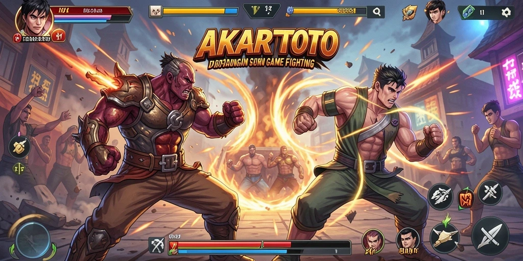 Tampilan gameplay seru dalam pertarungan AKARTOTO dengan aksi mendebarkan.