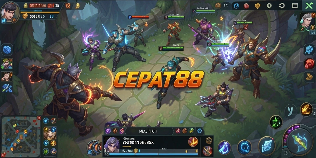 Tampilan gameplay seru dari game MOBA CEPAT88.