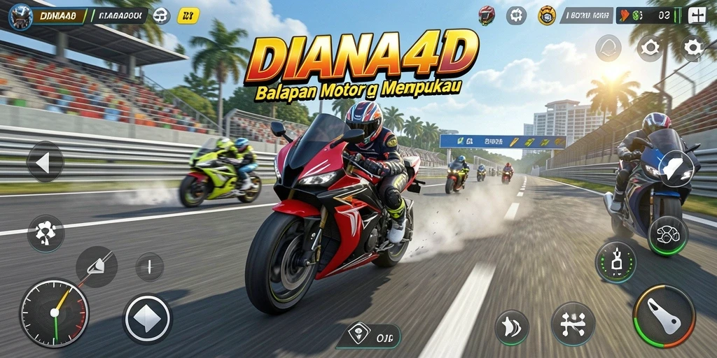 Gameplay mendebarkan dalam balapan motor di DIANA4D.