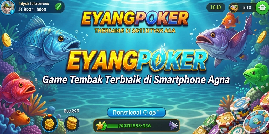 Tampilan gameplay seru dalam EYANGPOKER dengan berbagai ikan menunggu ditangkap.