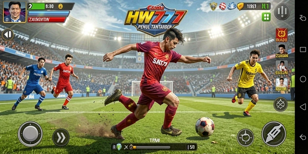 Screenshot HW777 menampilkan aksi seru dalam gameplay olahraga.