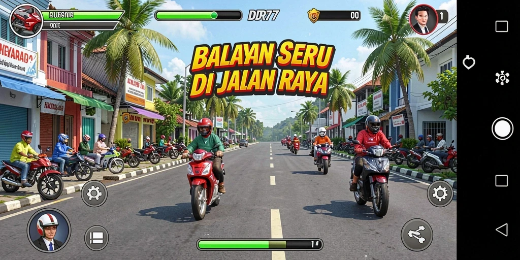 Gameplay seru dan mendebarkan dari IDR77 saat balapan di jalan raya.