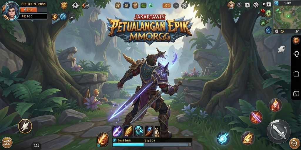 Tangkapan layar gameplay JAKARTAWIN yang menampilkan pertempuran seru dalam dunia MMORPG.