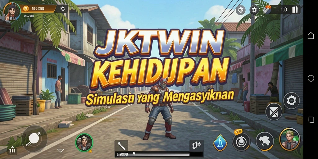 Tampilan gameplay JKTWIN yang menampilkan interaksi dan simulasi kehidupan.