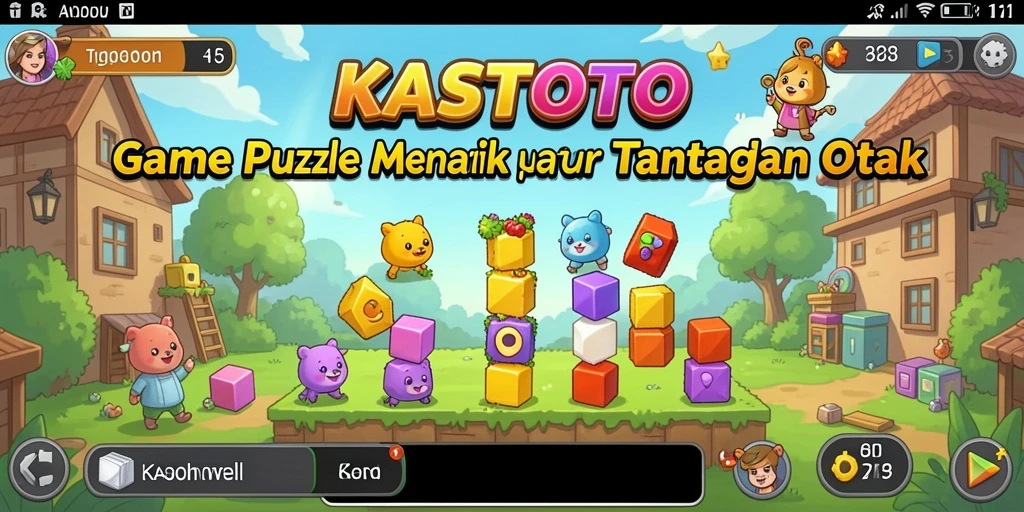 Tampilan gameplay KASTOTO yang penuh warna dan tantangan.