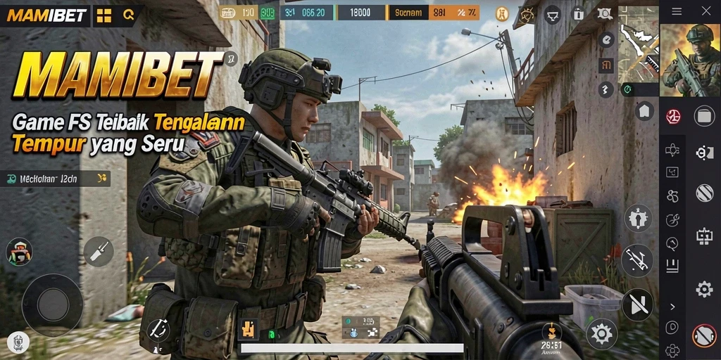 Screenshot gameplay MAMIBET dengan aksi tembak-menembak yang mendebarkan.