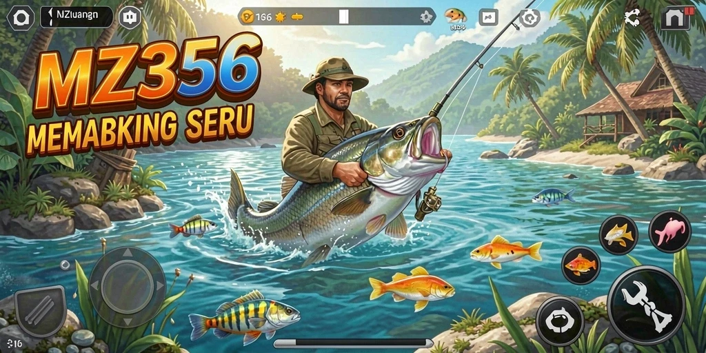 Tampilan gameplay MZ356 yang mendebarkan dengan berbagai lokasi memancing.