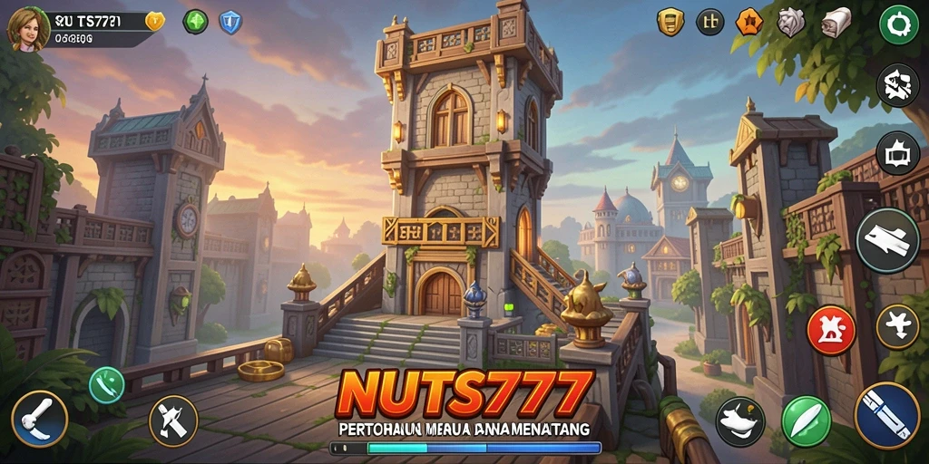 Screenshot dari gameplay Tower Defense NUTS777 yang menarik.