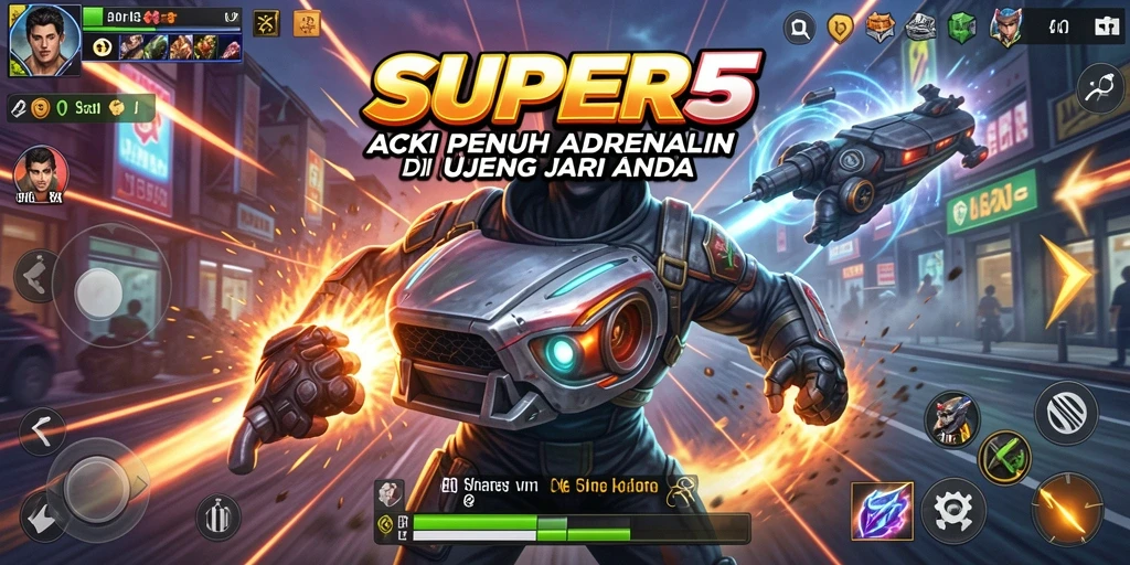 Tampilan aksi menegangkan dalam gameplay SUPER5 yang penuh kecepatan.