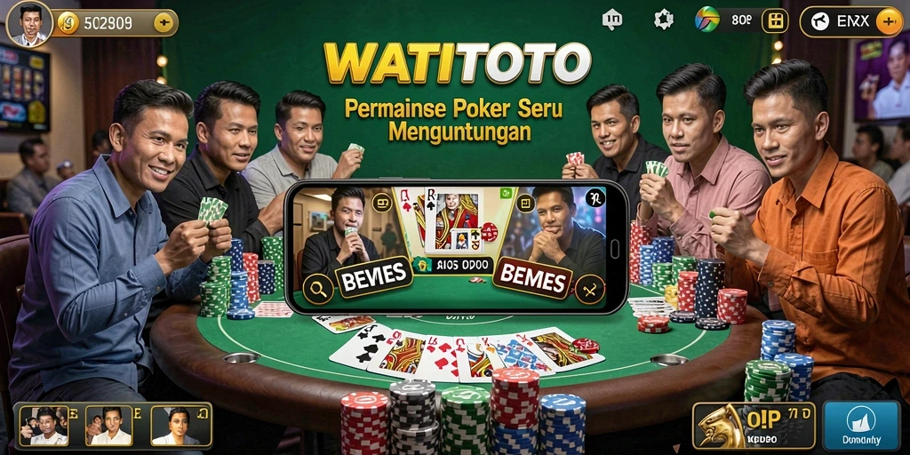Tampilan gameplay menarik dari WATITOTO dengan berbagai pemain poker.