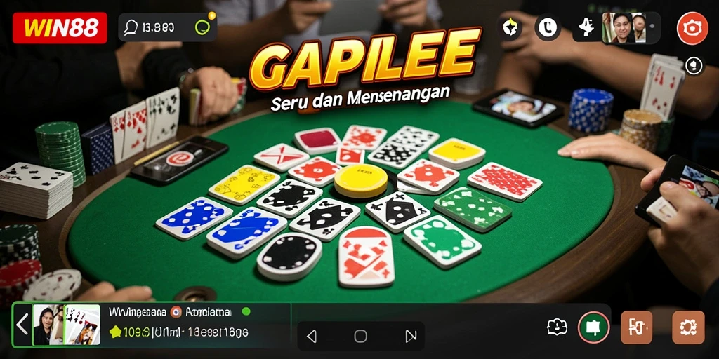 Screenshot utama WIN88 menampilkan gameplay Gaple yang menarik dan kompetitif.